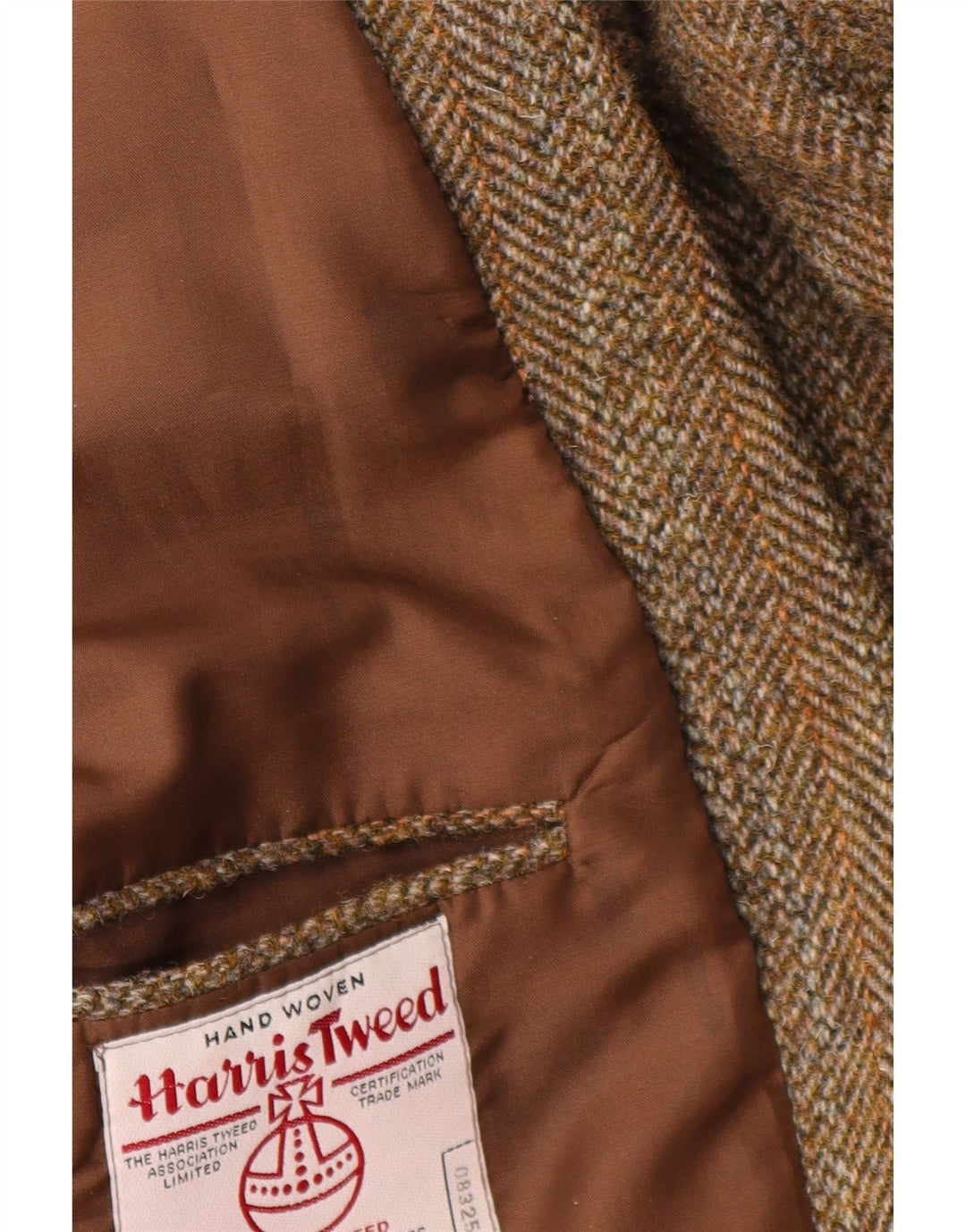 Jachetă pentru bărbați Harris Tweed, cu 2 nasturi, Marea Britanie 44 2XL, lână maro în spină de pește