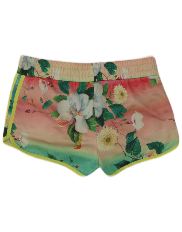 Pantaloni scurți sport grafic Adidas pentru femei UK 12 Medium Green Floral Poliester