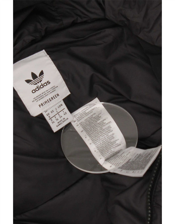 Jachetă căptușită cu glugă Adidas pentru femei UK 8 Poliester negru mic