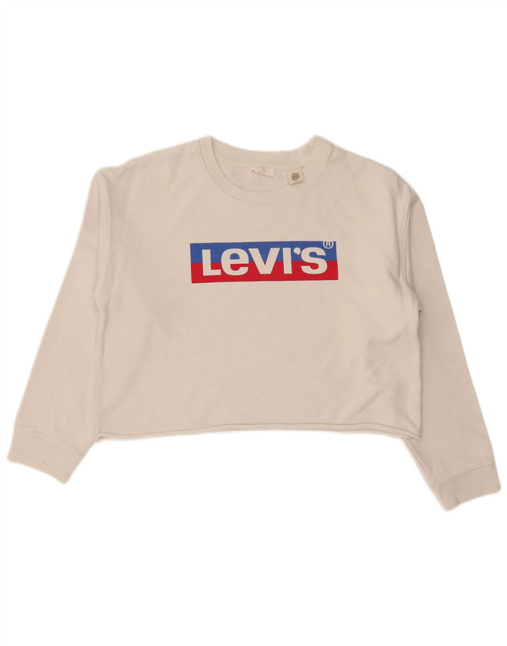 Pulover pentru femei Levi's Oversized Graphic Crop Pulover UK 10 Small White