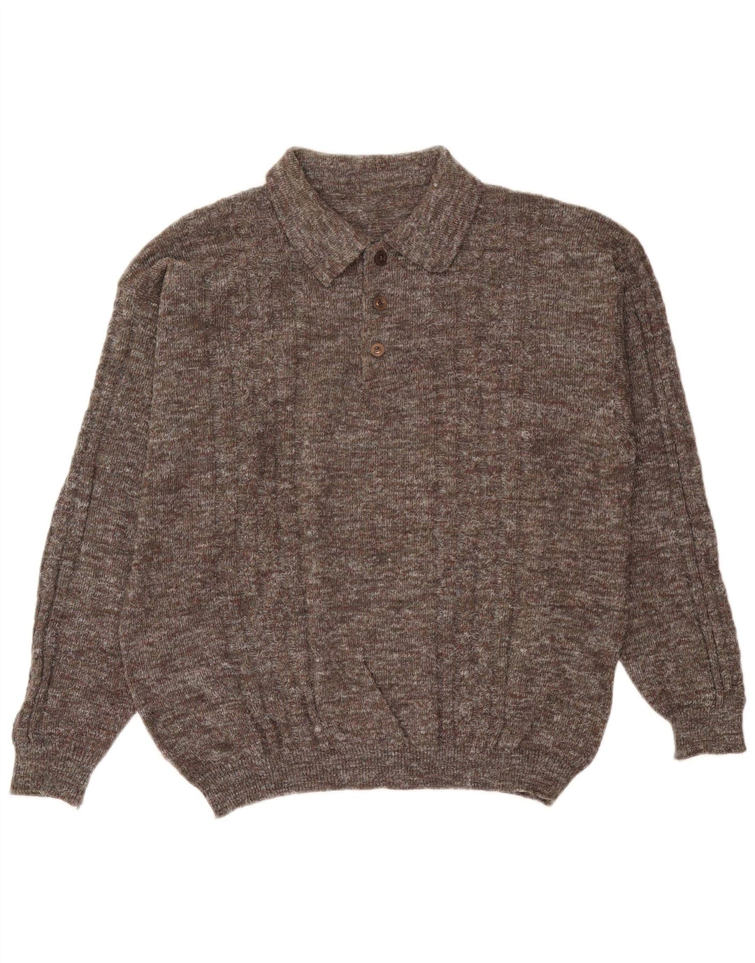Pulover vintage cu gât polo pentru bărbați, mare, gri cu pete
