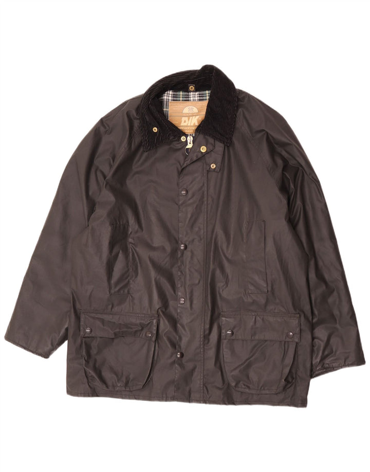 Jachetă vintage pentru bărbați din bumbac cerat UK 38 Medium Black