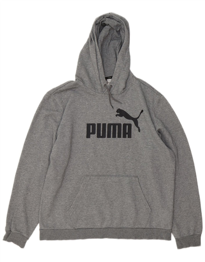 Pulover cu glugă cu grafic PUMA pentru bărbați, bumbac mare, gri