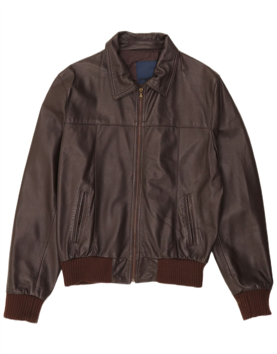 Jachetă de piele vintage pentru femei UK 44 2XL piele maro