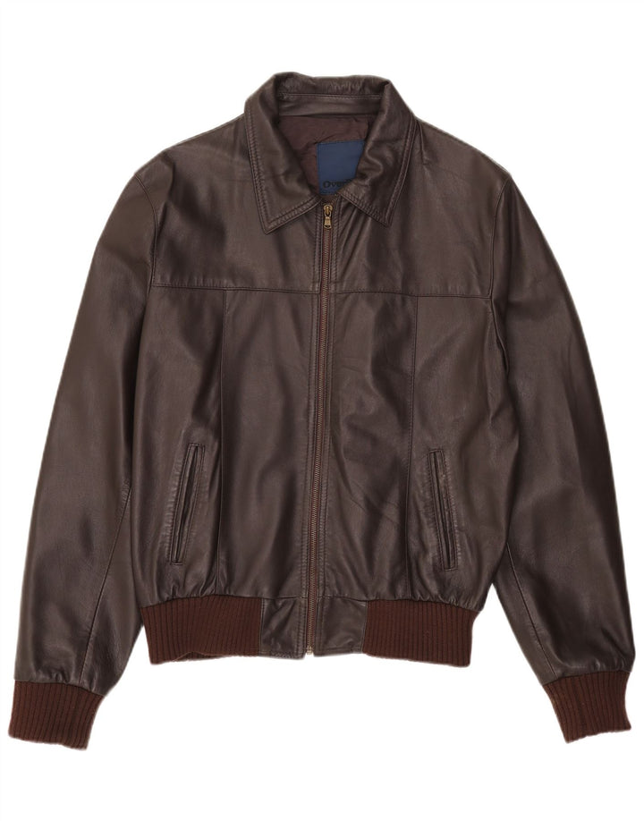 Jachetă de piele vintage pentru femei UK 44 2XL piele maro