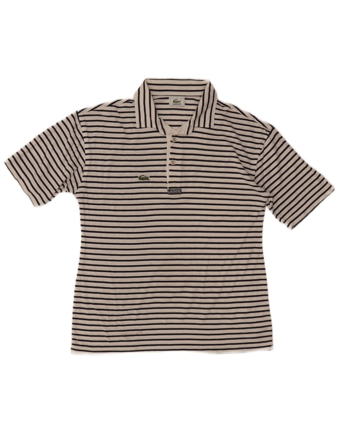 Tricou polo Lacoste pentru bărbați, mărimea 4, mediu alb, cu dungi