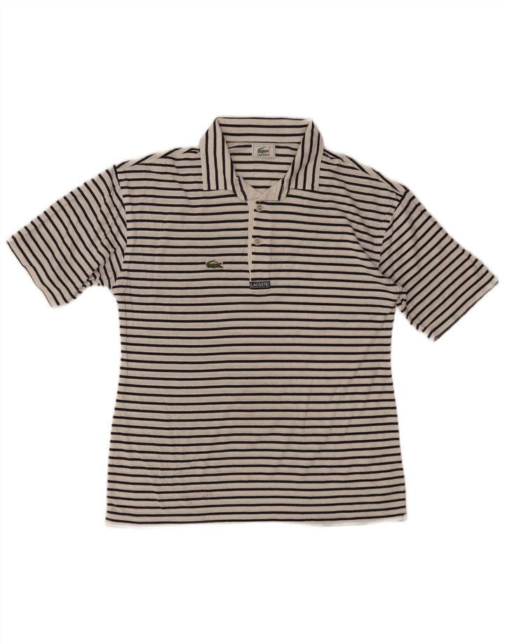 Tricou polo Lacoste pentru bărbați, mărimea 4, mediu alb, cu dungi