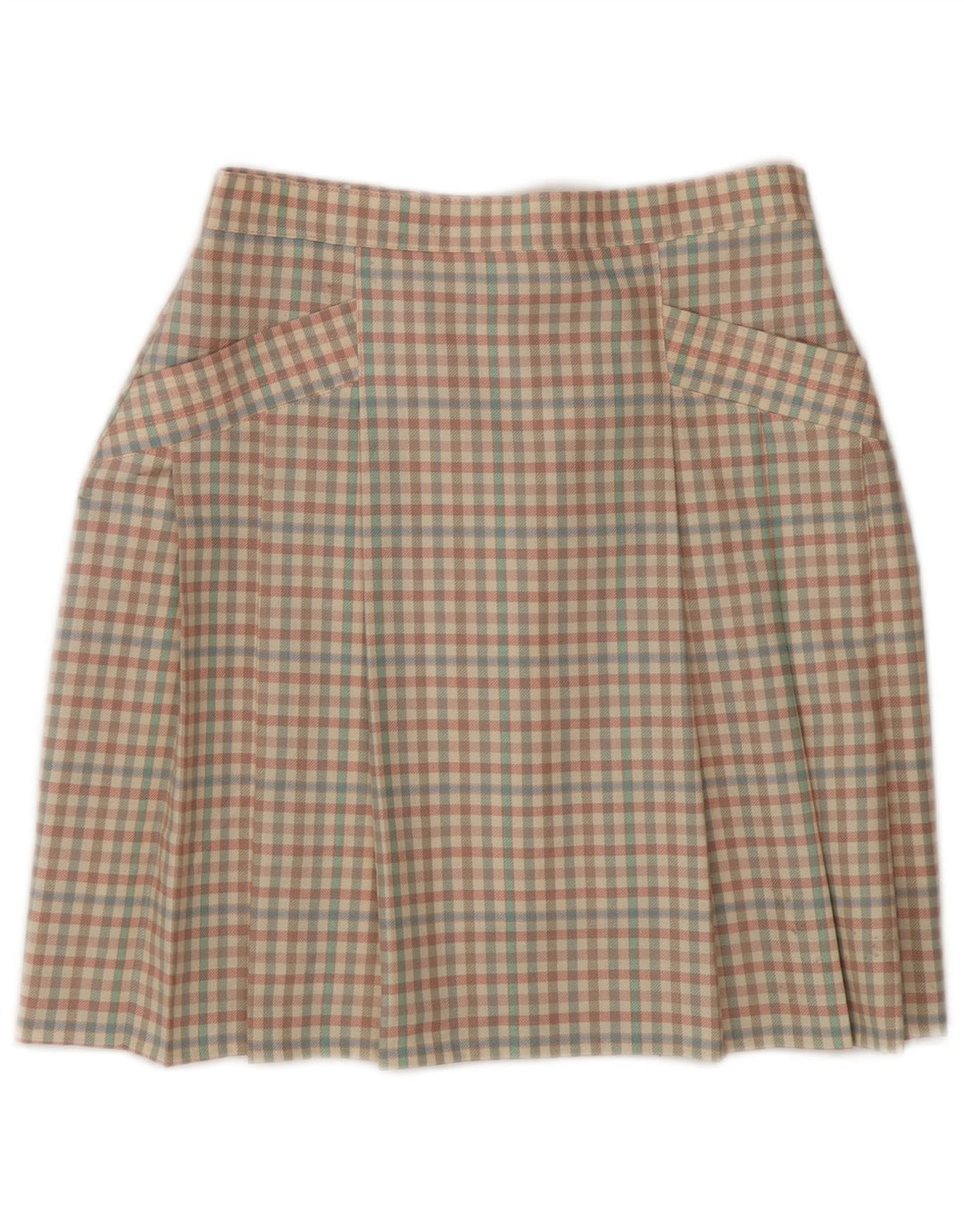 Fusta mini vintage pentru femei IT 42 Medium W26 Lână vichy multicoloră