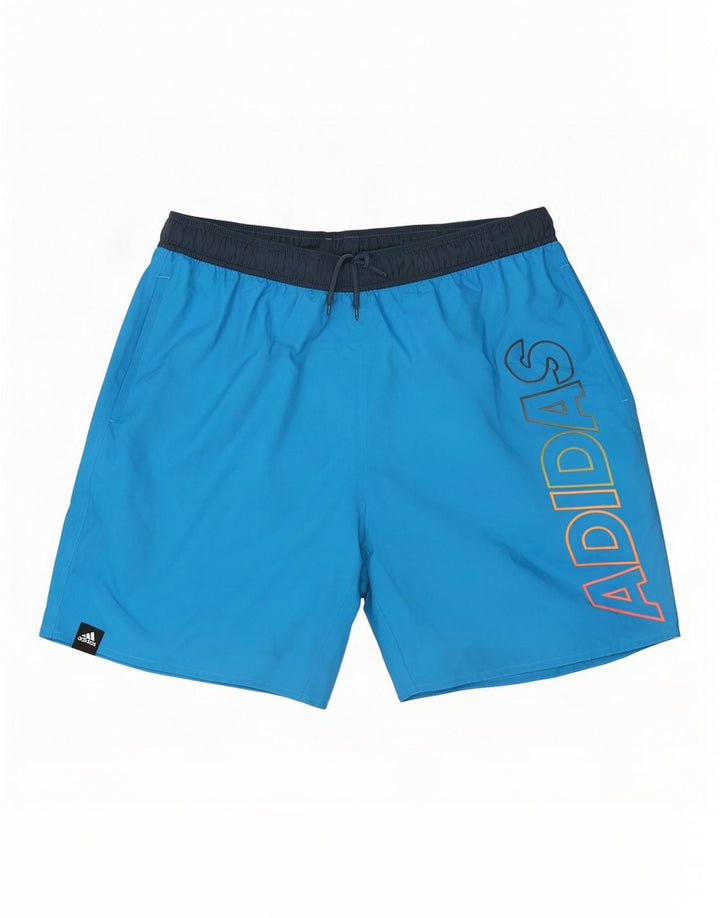 Pantaloni scurți sport grafic Adidas pentru bărbați, mari, albastru, din poliester