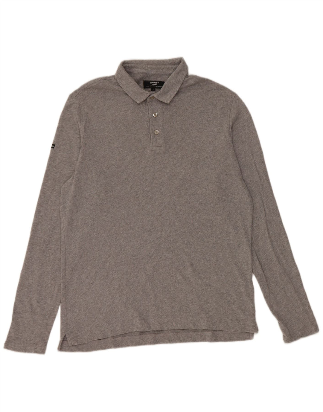 Tricou polo cu mânecă lungă pentru bărbați Superdry, bumbac gri mare