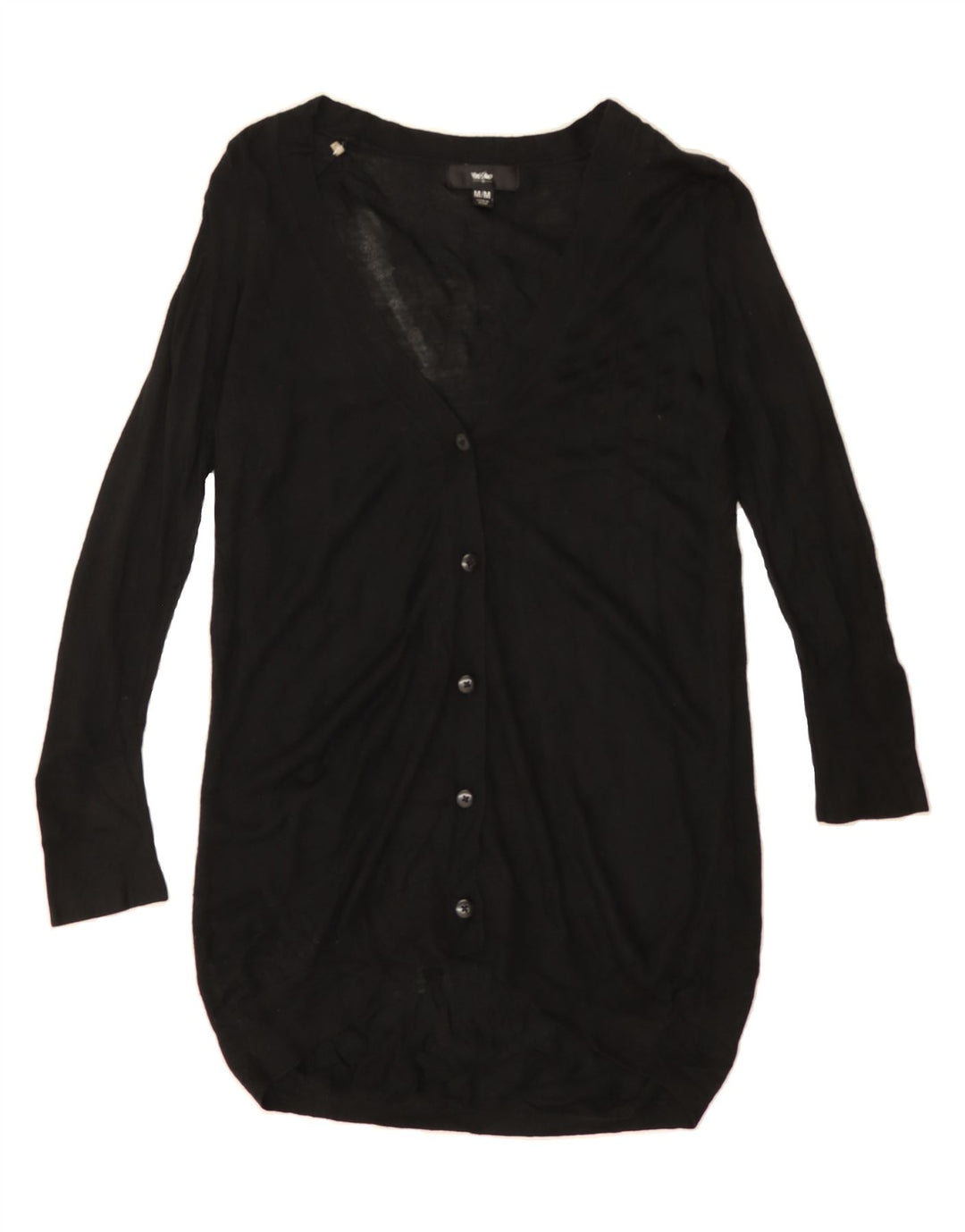 MOSSIMO Womens 3/4 Sleeve Longline Cardigan Sweater UK 12 Medium Black Vintage Mossimo and Second-Hand Mossimo from Messina Hembry 