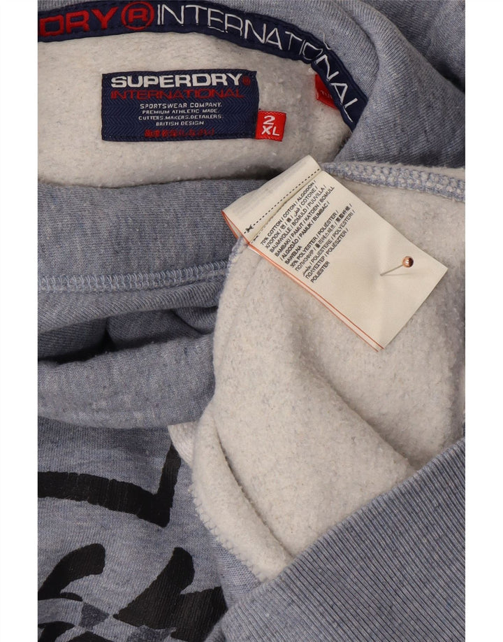 Pulover cu glugă cu grafică pentru bărbați SUPERDRY, bumbac albastru 2XL