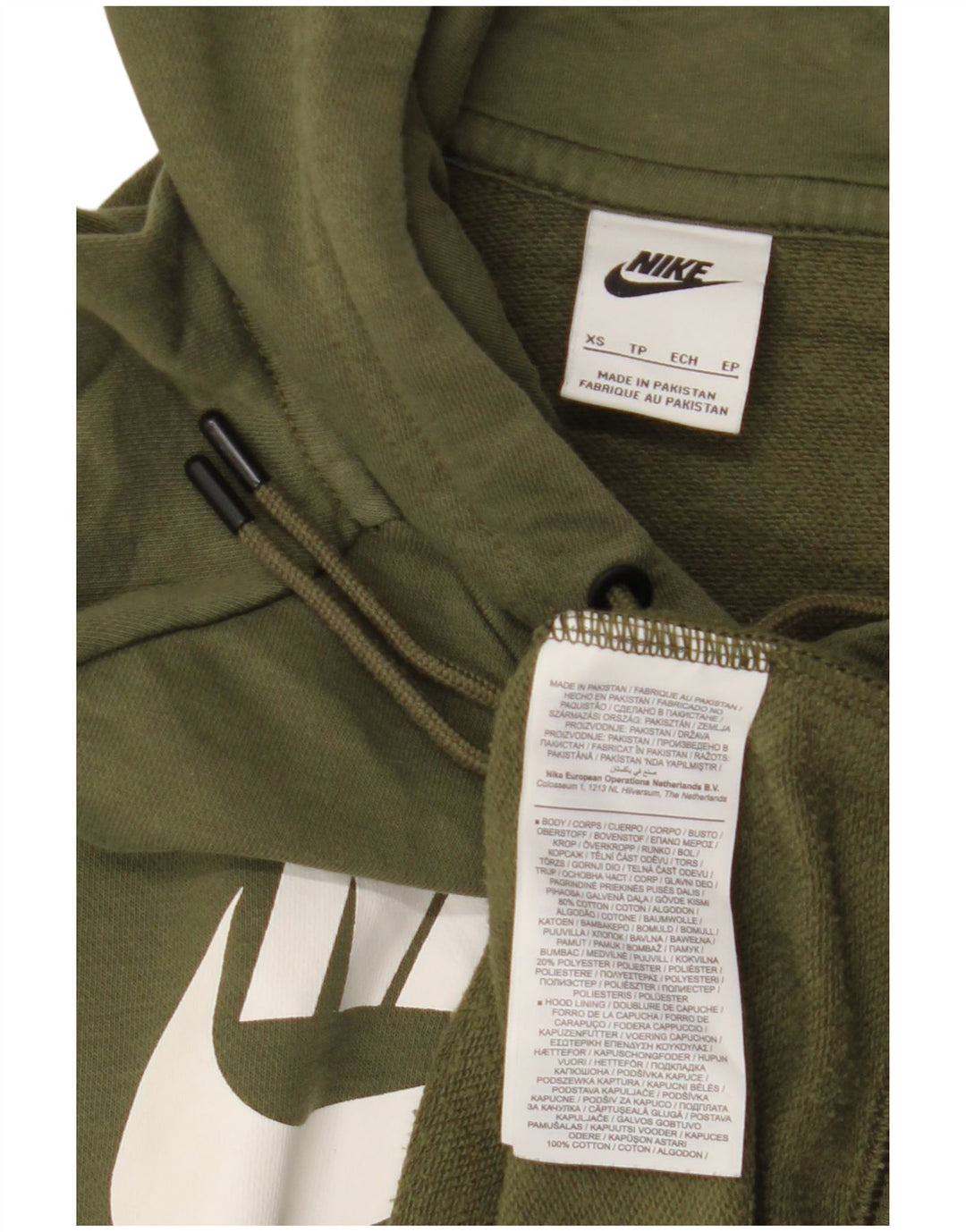 Pulover NIKE pentru damă cu hanoră grafică UK 6 XS bumbac kaki