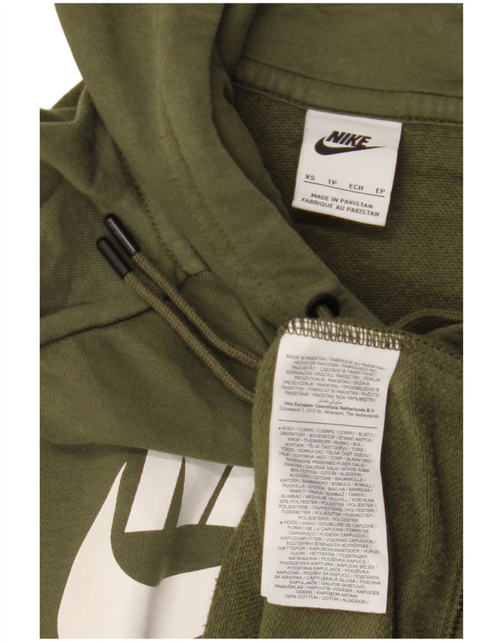 Pulover NIKE pentru damă cu hanoră grafică UK 6 XS bumbac kaki