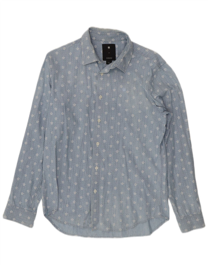 G-STAR Mens Shirt Medium Blue Spotted Cotton