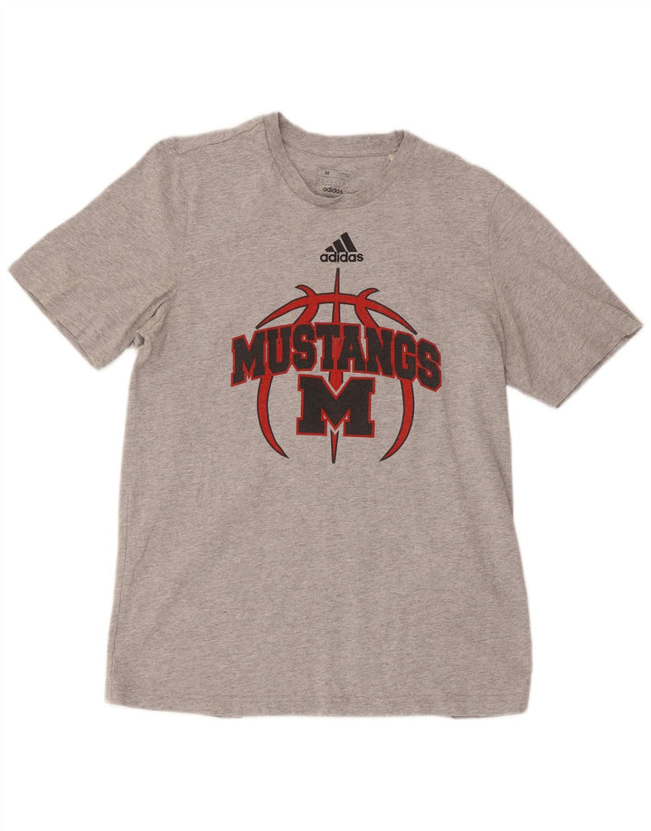 Tricou grafic cu mânecă scurtă pentru bărbați Adidas Mustangs Top, gri mediu