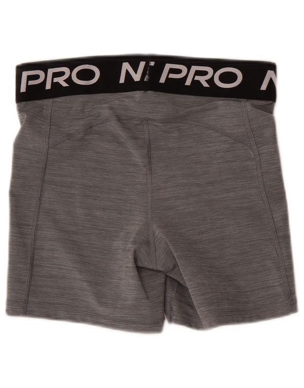 Pantaloni scurți sport Nike Dri Fit Graphic pentru femei UK 12 Medium Gri Colorblock