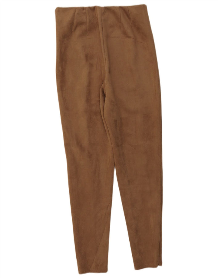 Pantaloni slim pentru femei Zara cu talie înaltă Mediu L28 L27 Maro Poliester