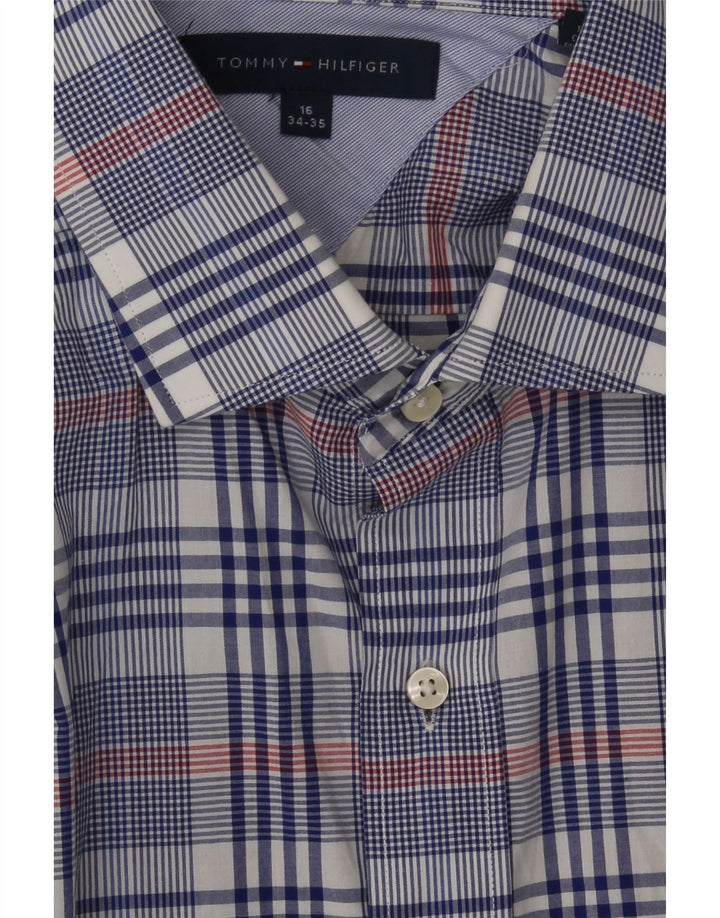 TOMMY HILFIGER Mens Regular Fit Shirt Size 16 Large Blue Check Cotton Vintage Tommy Hilfiger and Second-Hand Tommy Hilfiger from Messina Hembry 