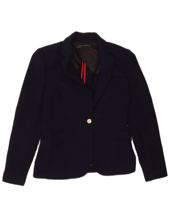 Sacou blazer pentru femei Zara cu 1 nasture UK 12 Poliester mediu bleumarin