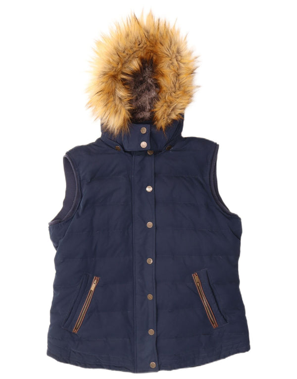 Gilet căptușit cu glugă pentru femei Fat Face UK 14 Poliester mare bleumarin