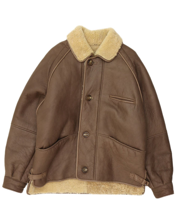 Jachetă vintage bărbătească din shearling IT 50 mare, gri din piele
