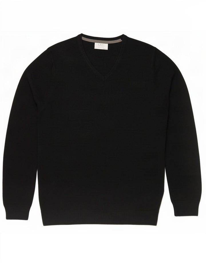 Pulover cu decolteu în V Marks & Spencer pentru bărbați, mediu negru, acrilic