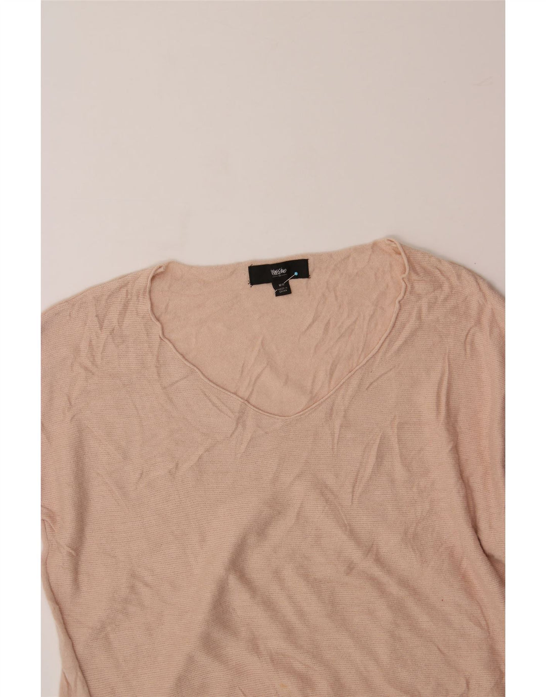 MOSSIMO Womens V-Neck Jumper Sweater UK 14 Medium Beige Nylon Vintage Mossimo and Second-Hand Mossimo from Messina Hembry 