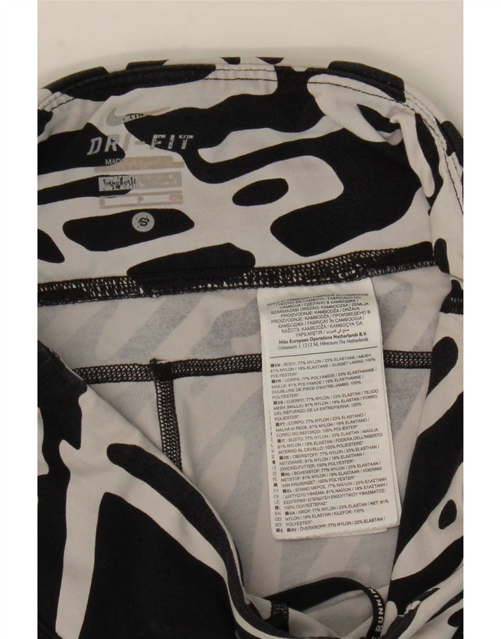 Leggings NIKE pentru femei Dri Fit cu model abstract, UK 8, nailon mic, negru
