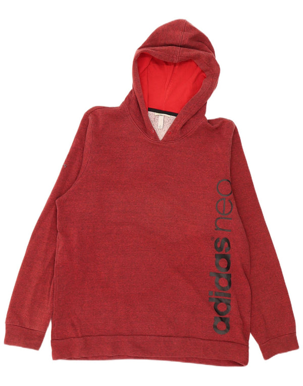 Adidas Mens Graphic Hoodie Jumper XL Burgundy Flecked Cotton