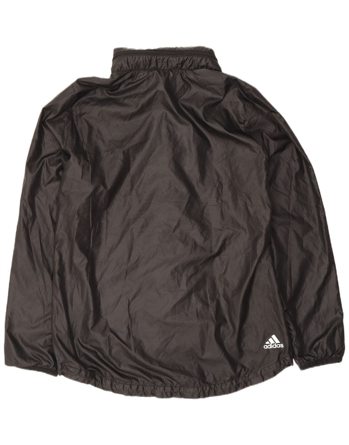 Jachetă de ploaie cu glugă grafică Adidas pentru femei UK 12/14 Poliester mediu negru
