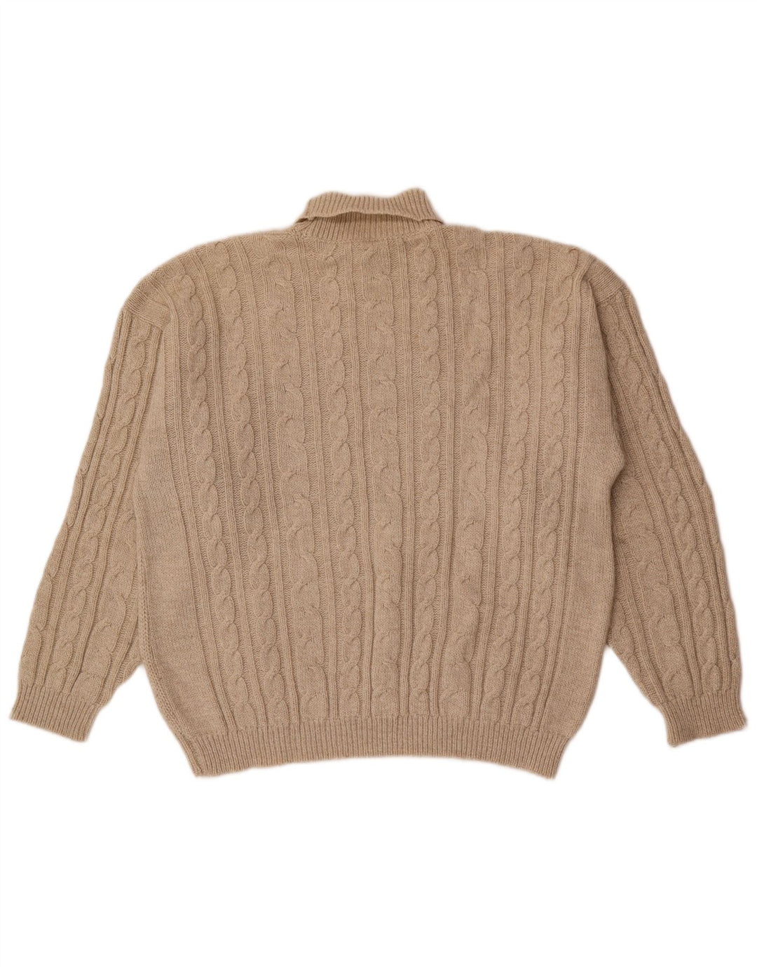 Pulover vintage pentru bărbați cu gât rulat, mijlociu, bej, geometric