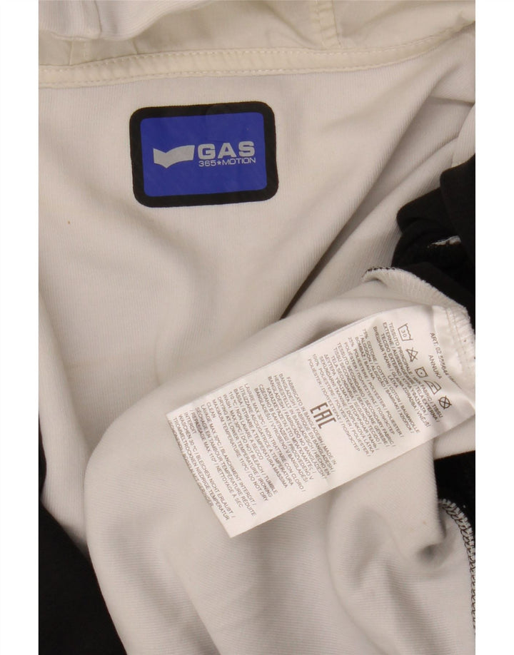 GAS Pulover cu capota cu fermoar pentru femei UK 14 Medium Black Colorblock Bumbac