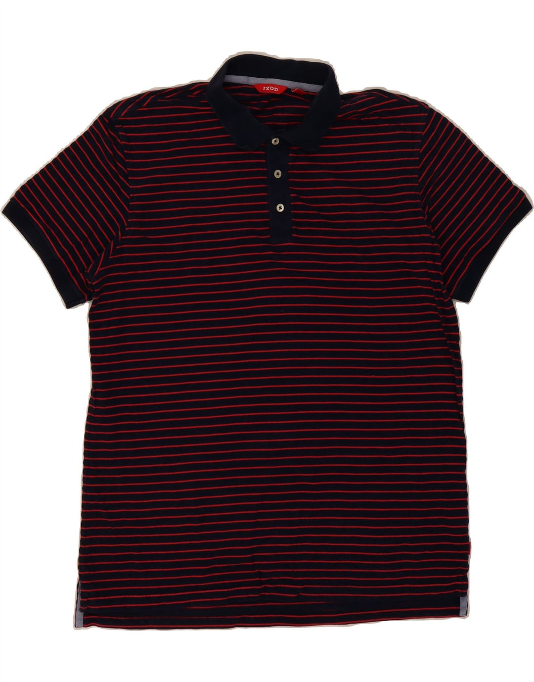 IZOD Mens Polo Shirt Large Navy Blue Striped Cotton Vintage Izod and Second-Hand Izod from Messina Hembry 