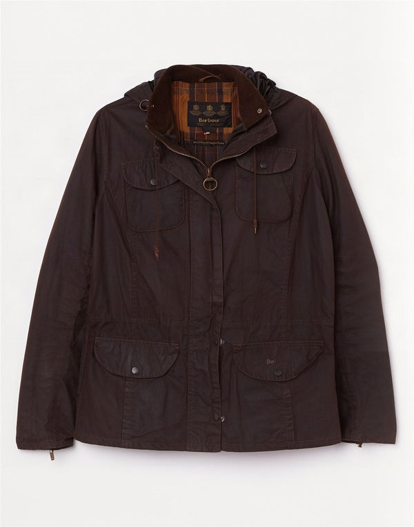 Jachetă pentru femei Barbour din bumbac cerat cu glugă UK 14 Maro mare