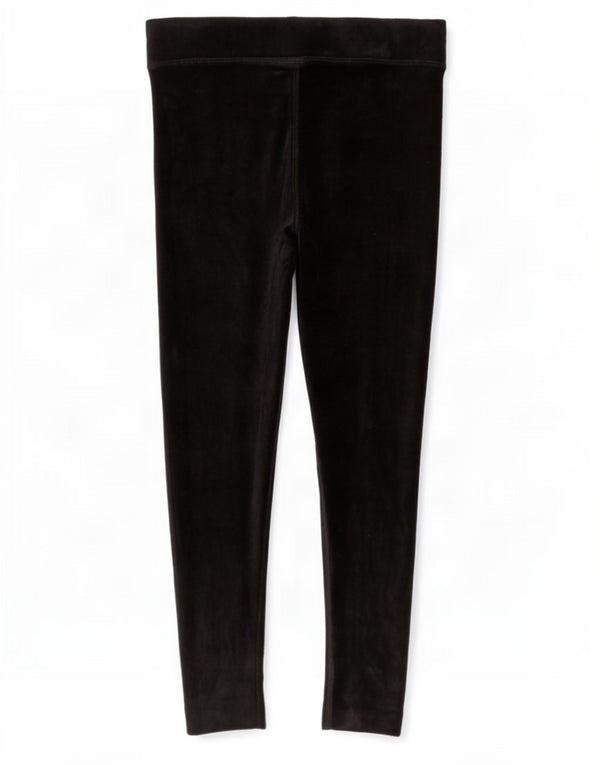 Marks & Spencer Womens Velour Leggings UK 12 Medium Black Cotton