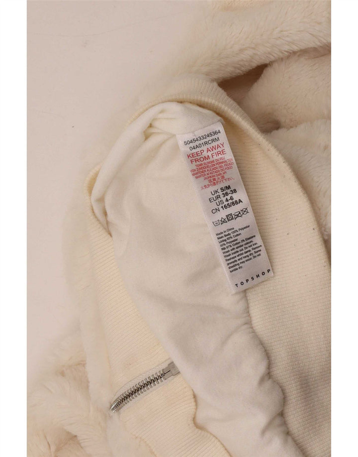 Geacă bomber cu glugă Topshop pentru femei Teddy Bear UK 10 Small Off White