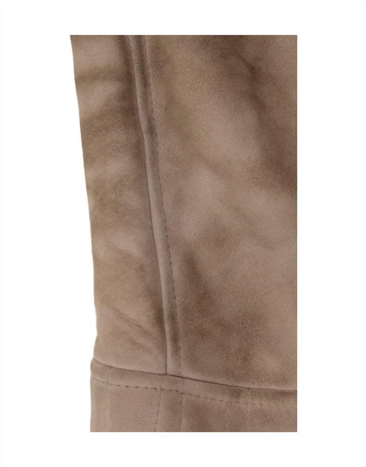 Palton vintage pentru femei din shearling IT 46 din piele mare bej