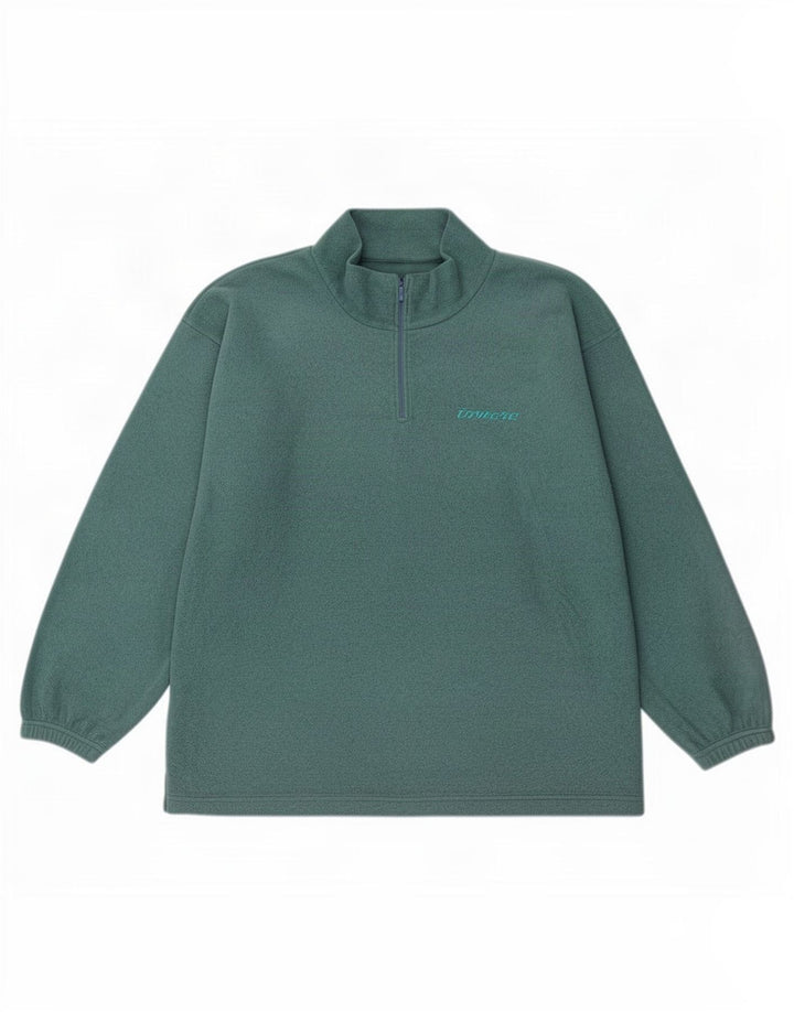 Pulover pentru bărbați Invicta, cu fermoar și gât, poliester verde 2XL