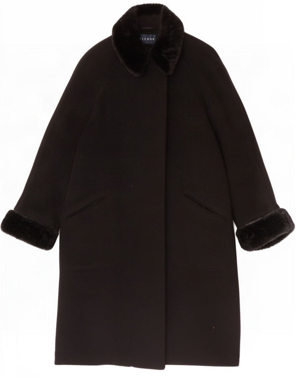 ALEXON Womens Oversized Overcoat UK 12 Medium Black Wool