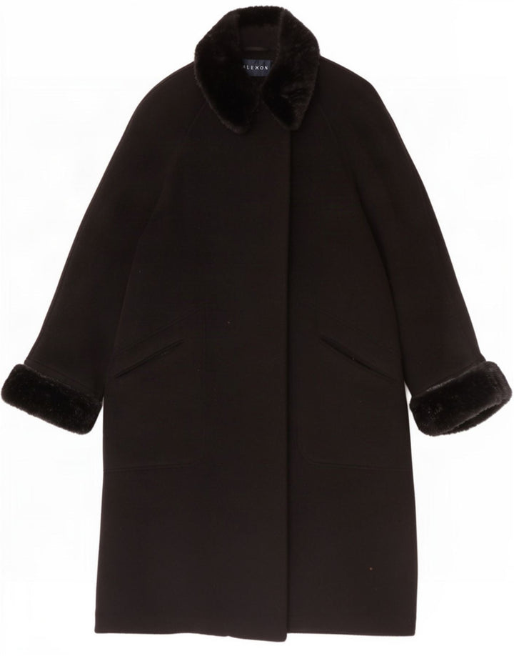 ALEXON Pardesiu supradimensionat pentru femei UK 12 Medium Black Wool