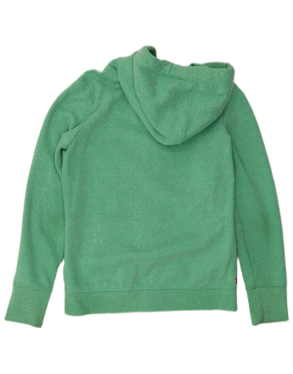 SUPERDRY Womens Zip Hoodie Sweater UK 14 Large Green Flecked Polyester