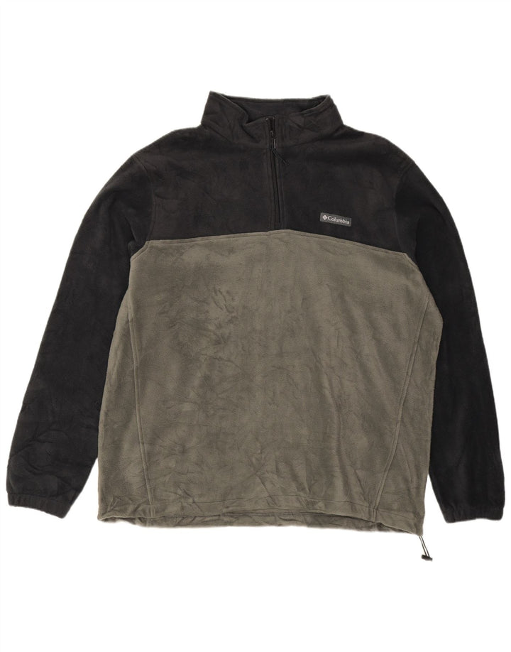 Pulover pentru bărbați COLUMBIA, cu fermoar și gât, din lână, 2XL, gri, poliester color bloc