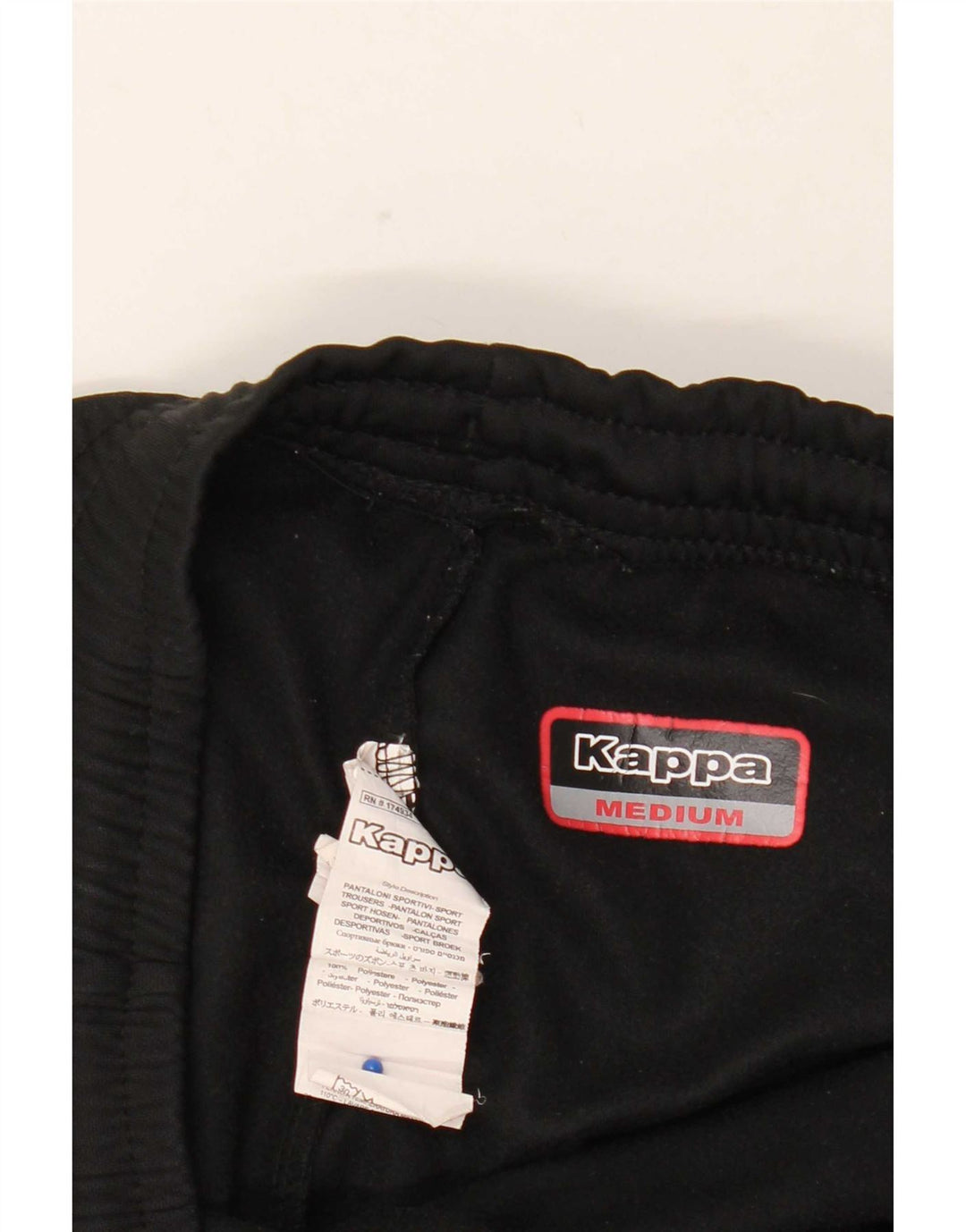 Pantaloni de trening cu grafică pentru bărbați Kappa, poliester mediu negru