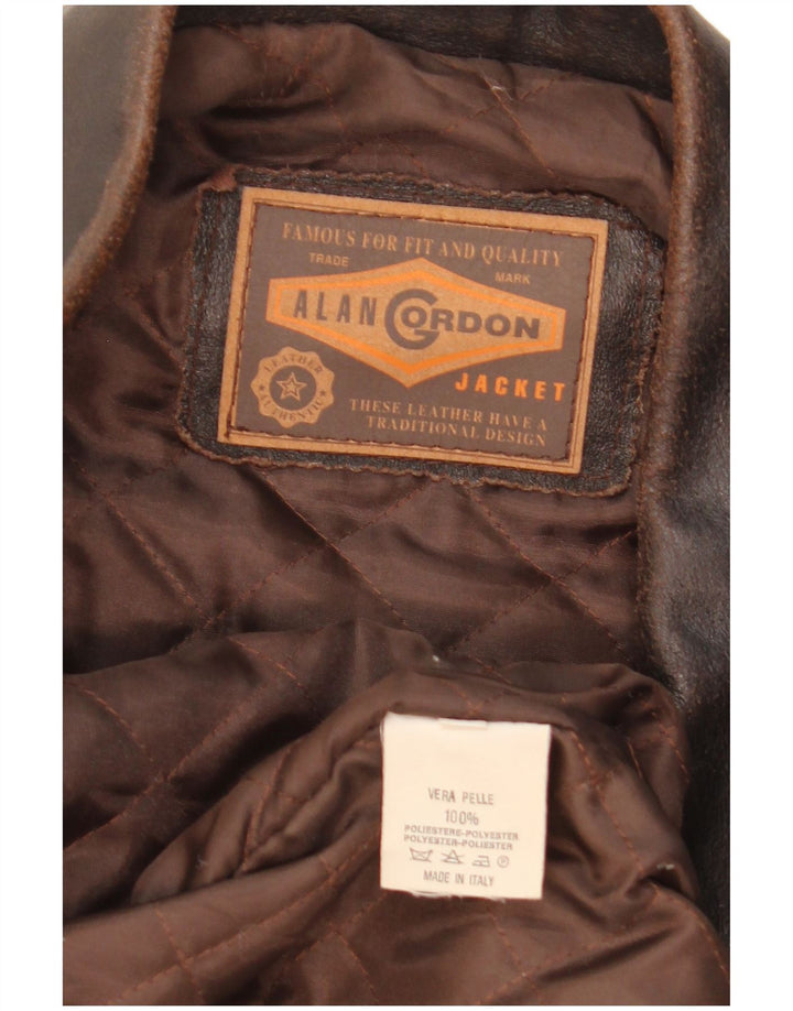 Jachetă de piele pentru bărbați Alan Gordon UK 42 XL din piele maro