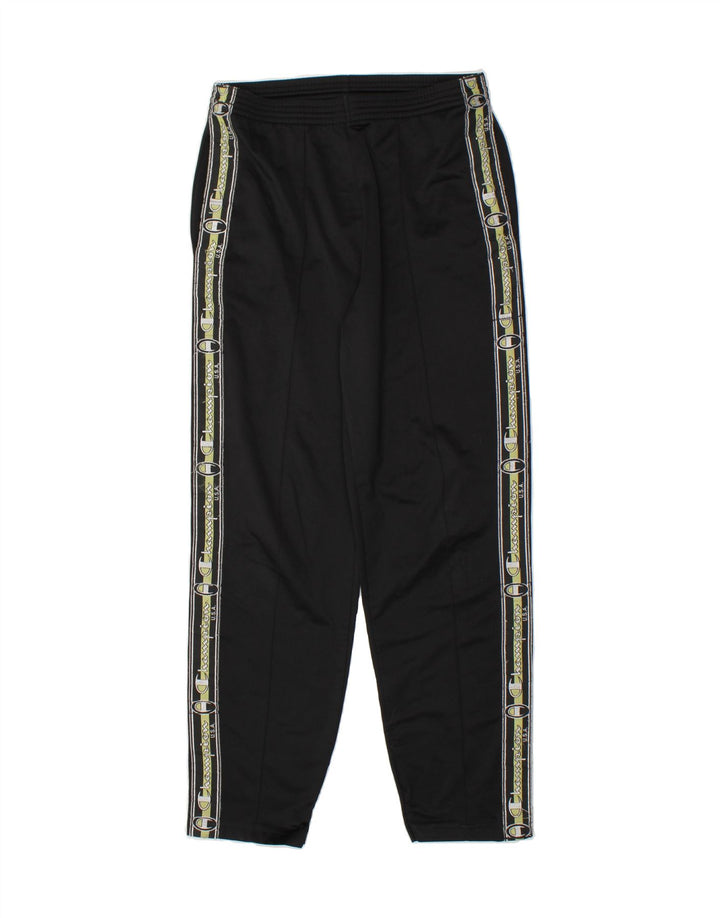 CHAMPION Womens Graphic Tracksuit Trousers UK 14 Medium Black Polyester Vintage Champion and Second-Hand Champion from Messina Hembry 