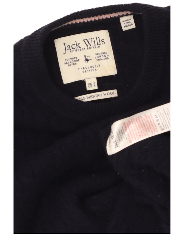 JACK WILLS Pulover cu decolteu rotund pentru femei UK 8 Mic bleumarin