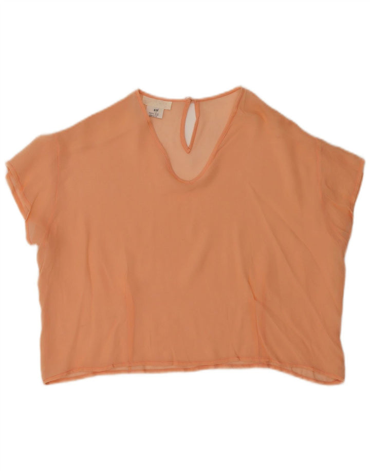 Bluză Crop Vintage Femei Top IT 44 Medium Orange Silk