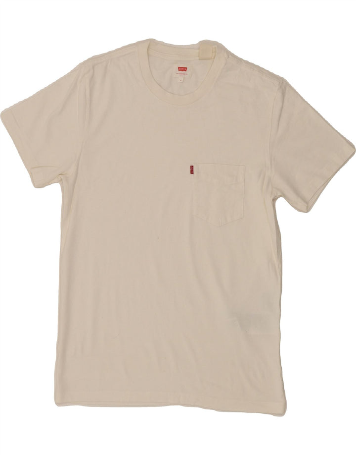 LEVI'S Mens T-Shirt Top Small Off White Cotton Vintage Levi's and Second-Hand Levi's from Messina Hembry 