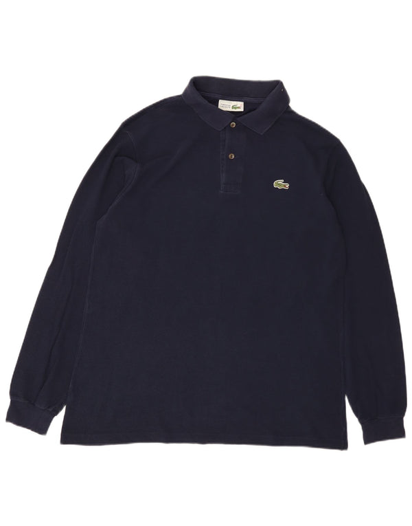 Lacoste Mens Long Sleeve Polo Shirt Size 4 Medium Navy Blue Cotton